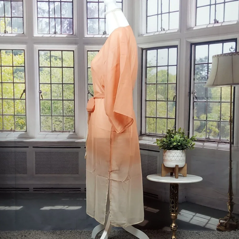 NWT SONOMA OMBRE' BELTED KIMONO (OS / CORAL)